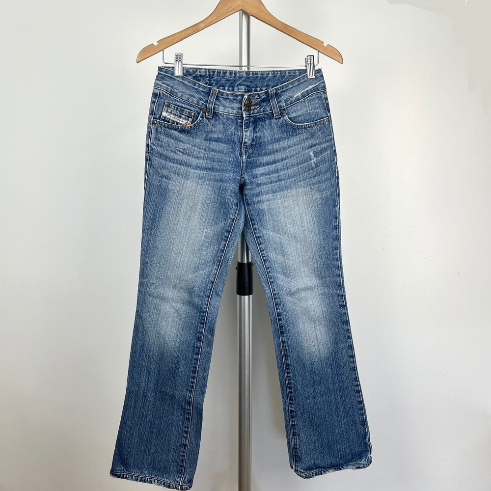 Sz 28 Diesel Industry 2 Button Low Rise Blue Straight Slight Bootcut Jeans Women